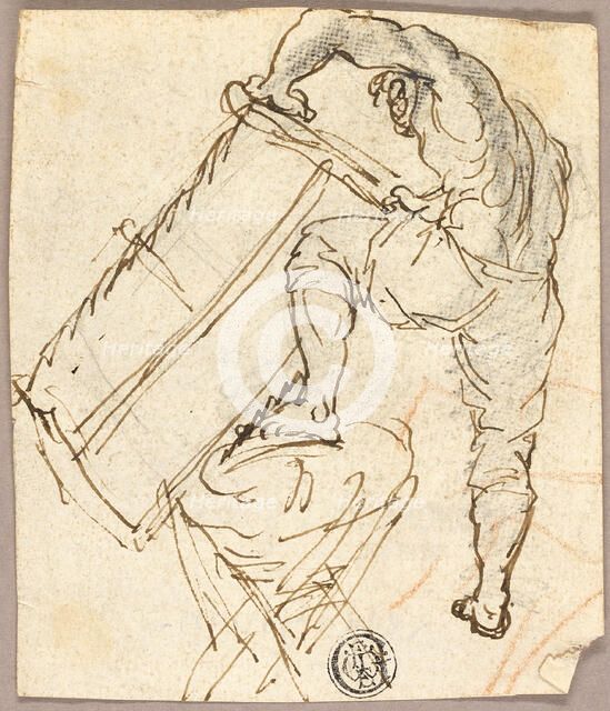 Man Sawing Wood, n.d. Creator: Pier Leone Ghezzi.