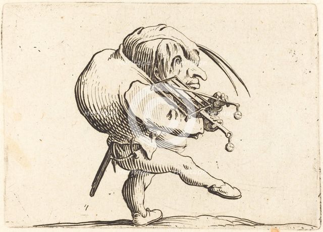Man Scraping a Grill, c. 1622. Creator: Jacques Callot.