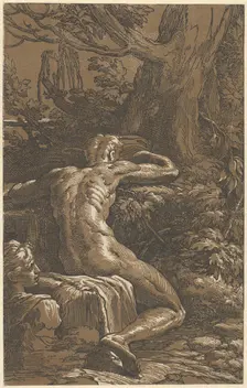 Man seated viewed from behind (Narcissus), ca. 1527-30. Creator: Antonio da Trento
