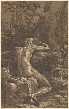 Man seated viewed from behind (Narcissus), ca. 1527-30. Creator: Antonio da Trento