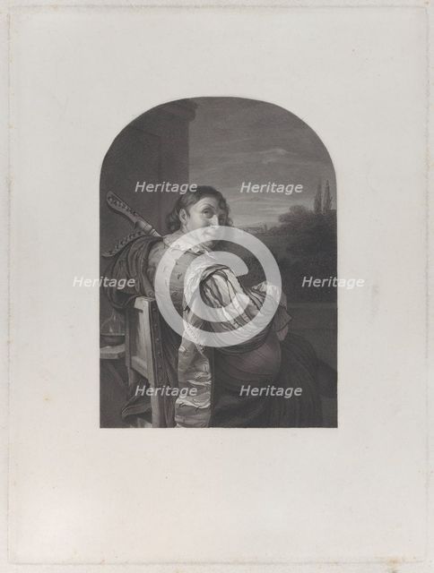 Man seated with a musical instrument, seen from behind, 1842-81. Creator: Andrei Franzowitsch Belloli.