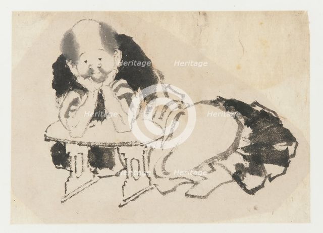 Man seated with an armrest, Edo period, 19th century. Creator: Hokusai.
