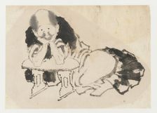 Man seated with an armrest, Edo period, 19th century. Creator: Hokusai