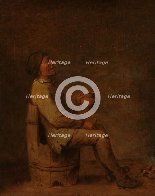 Man Seated Holding a Pipe and a Jug in an Interior, c.1635-c.1645. Creator: Unknown.