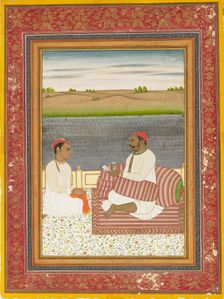 Man seated on a terrace with an attendant or pupil, 19th century