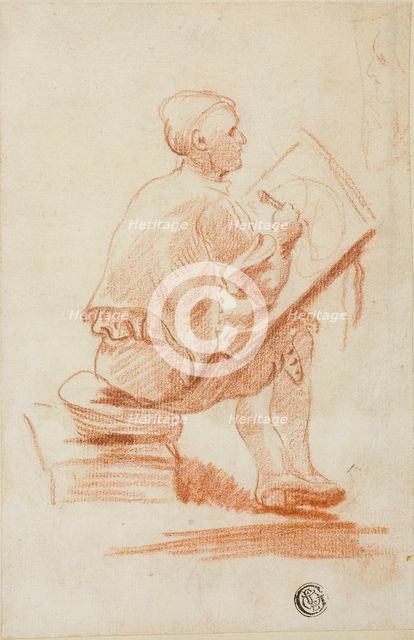 Man Seated on Stool, n.d. Creator: Unknown.