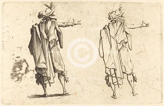Man seen from Behind with His Right Arm Extended, c. 1622. Creator: Jacques Callot.