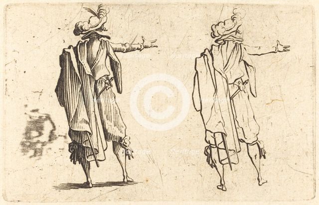 Man seen from Behind with His Right Arm Extended, c. 1622. Creator: Jacques Callot.