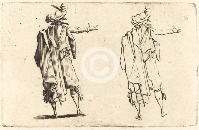 Man seen from Behind with His Right Arm Extended, c. 1622. Creator: Jacques Callot.