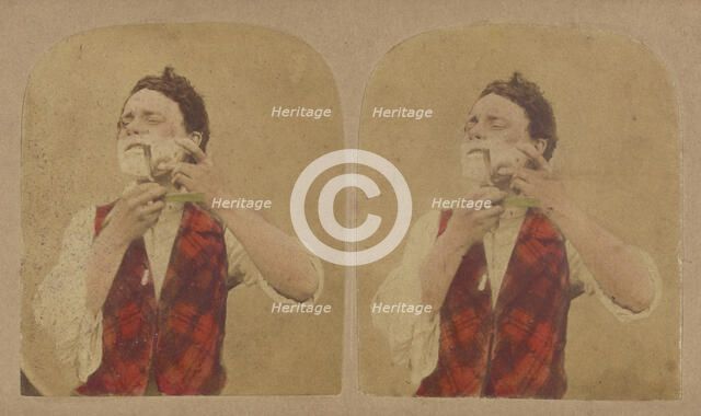 Man shaving, about 1860. Creator: Thomas Sutton.