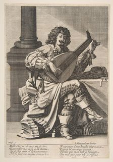 Man Singing and Playing a Lute, mid to late 17th century. Creator: Abraham Bosse