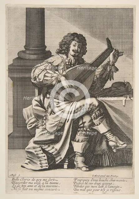 Man Singing and Playing a Lute, mid to late 17th century. Creator: Abraham Bosse.