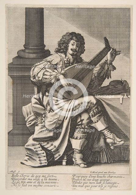 Man Singing and Playing a Lute, mid to late 17th century. Creator: Abraham Bosse.