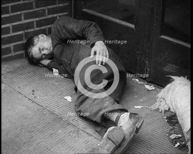 Man Sleeping in a Doorway, 1933. Creator: British Pathe Ltd.