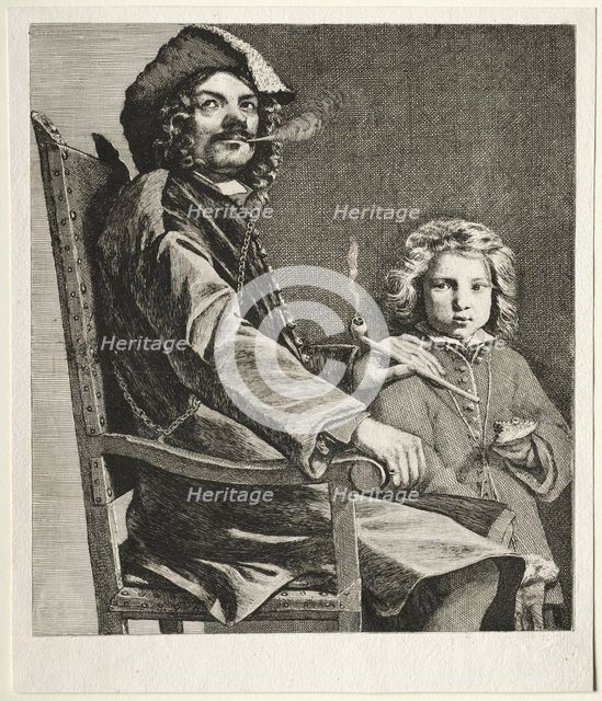 Man Smoking a Pipe and a Small Boy, c. 1660. Creator: Michael Sweerts (Dutch, 1618-1664).