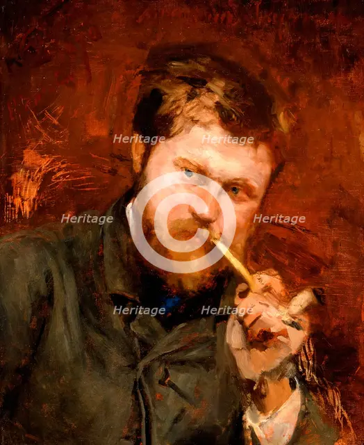 Man Smoking a Pipe, c1875. Creator: Jean Alexandre Joseph Falguiere.