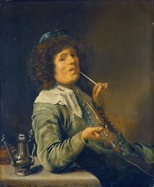 Man Smoking and Holding an Empty Wine Glass, c1632-1634. Creator: Jan Miense Molenaer