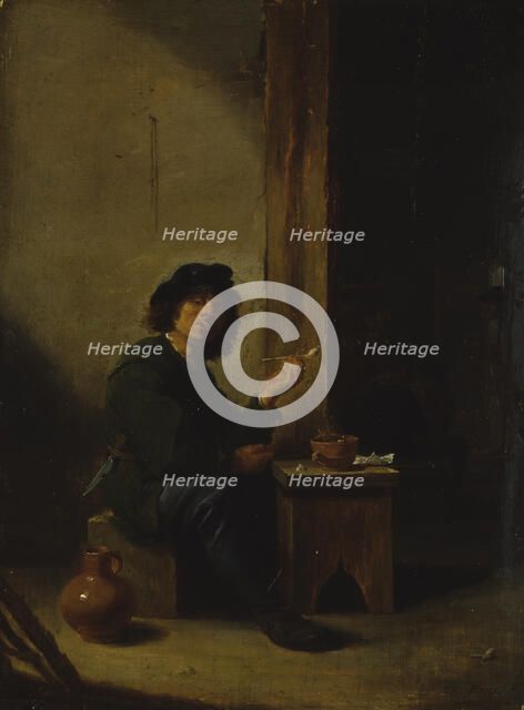 Man Smoking his Pipe, 1630-1690. Creator: David Teniers II.