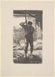 Man Threshing Wheat, 1853. Creator: Jacques-Adrien Lavieille