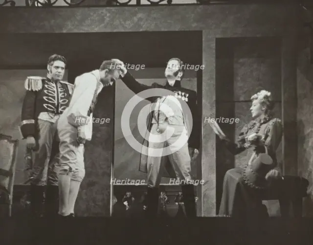 Man touching another man's head, 1938. Creator: Unknown.
