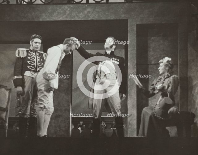Man touching another man's head, 1938. Creator: Unknown.