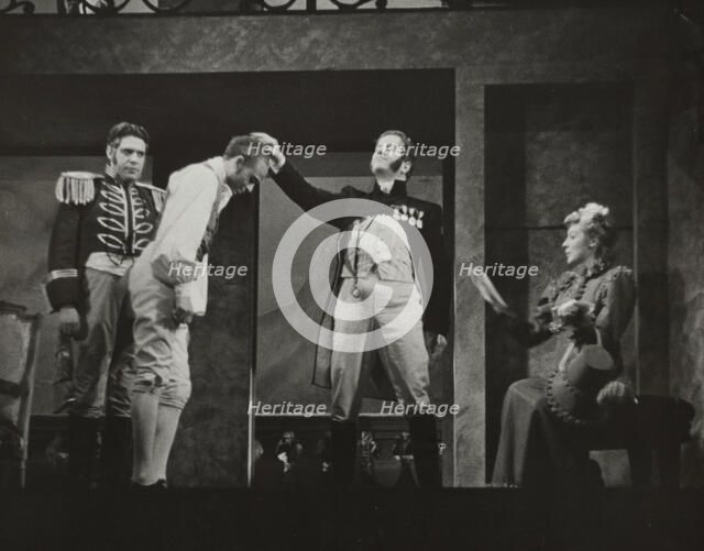 Man touching another man's head, 1938. Creator: Unknown.