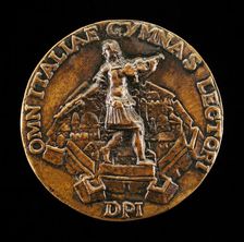 Man Walking on Town Walls [reverse], 16th century. Creator: Unknown