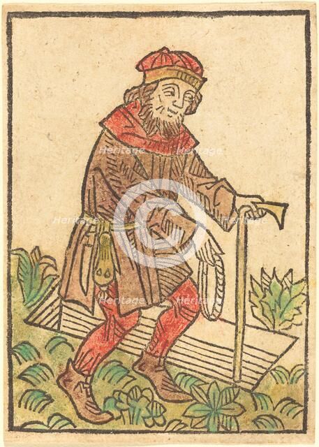 Man Walking Towards a Grave, c. 1495. Creator: Unknown.