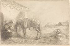 Man Watering a Horse (Homme abreuvant un cheval). Creator: Alphonse Legros