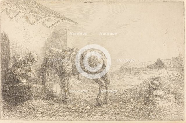 Man Watering a Horse (Homme abreuvant un cheval). Creator: Alphonse Legros.