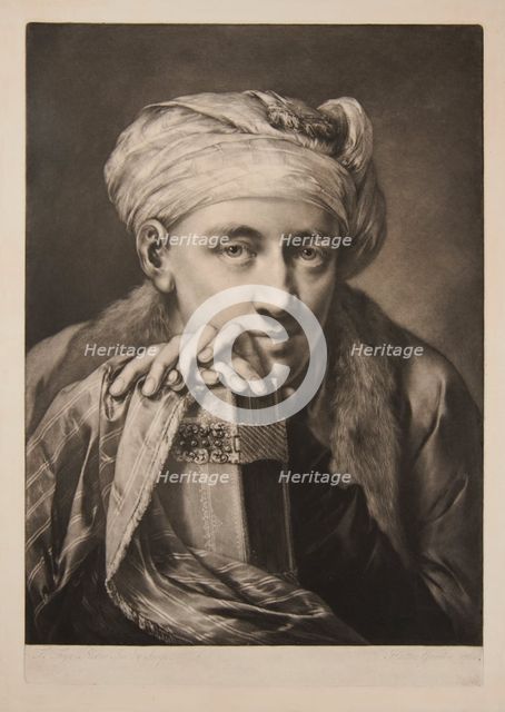 Man Wearing A Turban And Leaning On A Book, 1760. Creator: Thomas Frye.