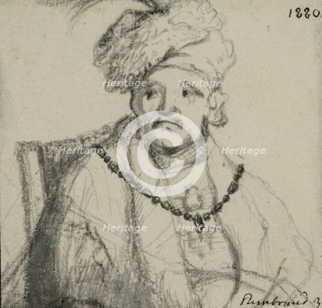 Man wearing a fur hat. Creator: Rembrandt Harmensz van Rijn.
