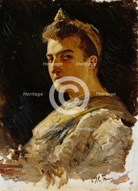 Man Wearing a Historical Costume with Tiara. Creator: Il'ya Repin.