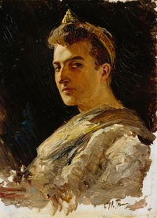 Man Wearing a Historical Costume with Tiara. Creator: Il'ya Repin