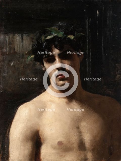 Man Wearing Laurels, between 1874 and 1880. Creator: John Singer Sargent.