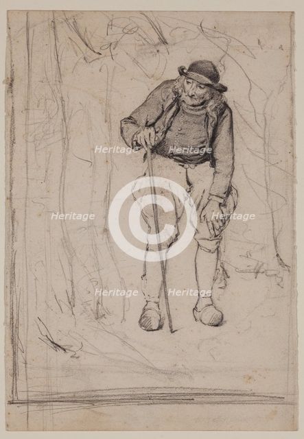 Man with Cane in a Wood, c1860-1895. Creator: Thomas Hovenden.