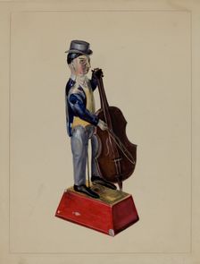 Man with Cello, 1935/1942. Creator: Mina Lowry