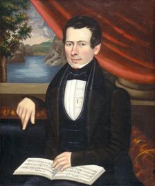 Man with a Tune Book: Possibly Mr. Cook, c. 1838. Creator: Erastus Salisbury Field
