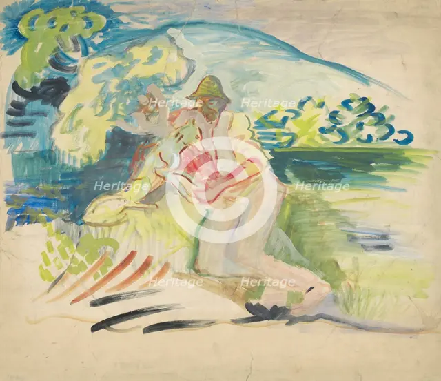 Man with a dog, 1940-1944. Creator: Arnold Peter Weisz-Kubincan.