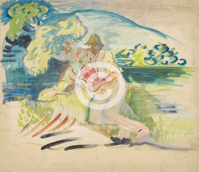 Man with a dog, 1940-1944. Creator: Arnold Peter Weisz-Kubincan.