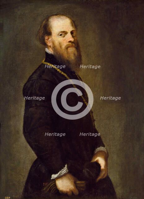 Man with a golden chain, ca 1555. Creator: Tintoretto, Jacopo (1518-1594).