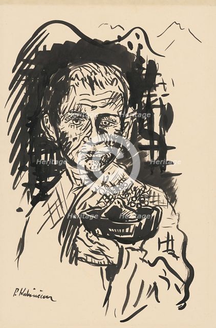 Man with a hat (Bazovsky?), 1930-1939. Creator: Arnold Peter Weisz-Kubincan.