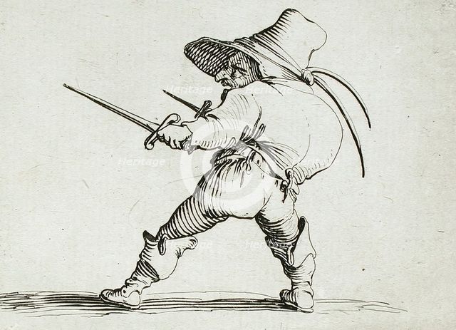 Man with a Large Belly Adorned with a Row of Buttons, 1616. Creator: Jacques Callot.