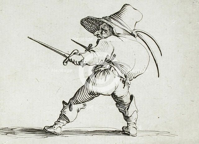 Man with a Large Belly Adorned with a Row of Buttons, 1616. Creator: Jacques Callot.