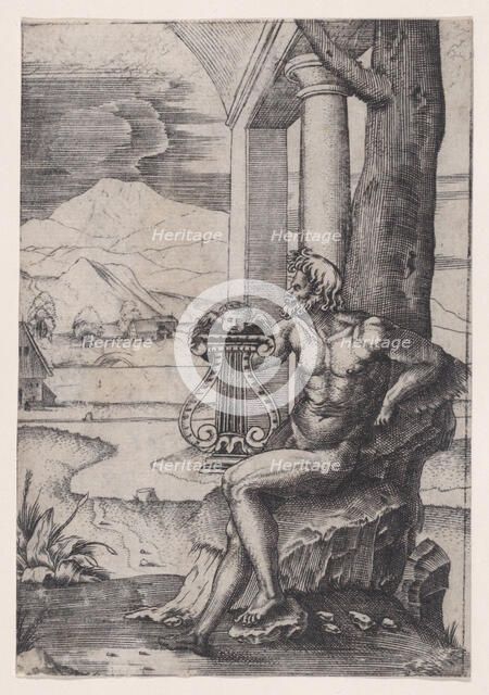 Man with a Lyre, ca. 1514-36. Creator: Agostino Veneziano.