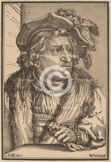 Man with a Plumed Cap, after 1607. Creator: Christoffel van Sichem I.