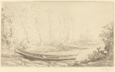Man with a Punt, Figure to the Right (Pecheurs des truites). Creator: Alphonse Legros