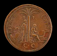 Man with Arms and Africa Mourning [reverse]. Creator: Giovanni da Cavino