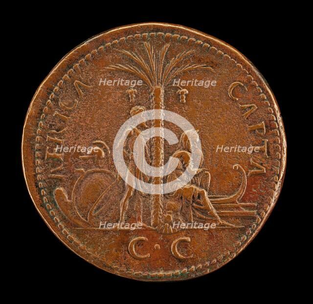 Man with Arms and Africa Mourning [reverse]. Creator: Giovanni da Cavino.