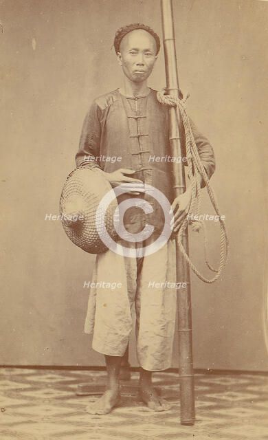Man with Bamboo Pole, 1870s. Creator: Unknown.
